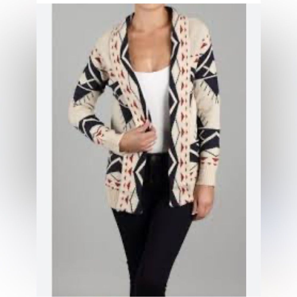 FATE open front cardigan sweater Aztec pattern knit, women’s Size S